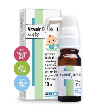 GENERICA Vitamin D3 400 I.U. kvapky gtt 10ml