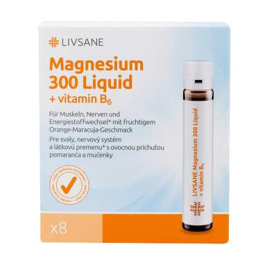LIVSANE Tekuté magnézium 300 + vitamín B6 8 x 30 ml