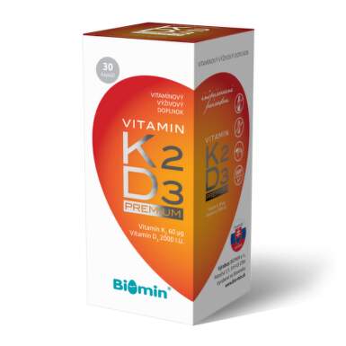 BIOMIN Vitamín K2 + vitamín D3 2000 IU premium 30 kapsúl