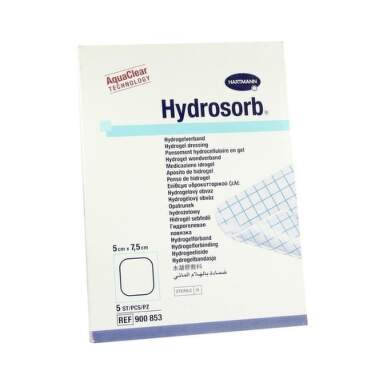 HYDROSORB Kompres absorpčný hydrogélový bez samolepiaceho okraja 5 x 7,5 cm 5 ks