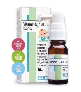 GENERICA Vitamín D3 400 I.U. kvapky 10 ml