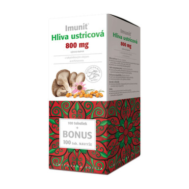 IMUNIT Hliva ustricová 800 mg s rakytníkom a echinaceou 100 kapsúl + 100 ZADARMO+ darček vitamín C u 1 set