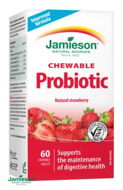 JAMIESON Probiotic s jahodovou príchuťou 60 cmúľacích tabliet