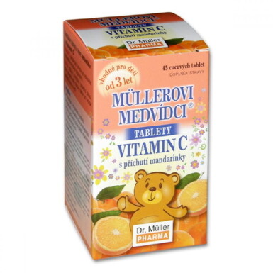 MÜLLEROVE medvedíky - vitamín C tbl s príchuťou mandarínky 45 ks tbl 45
