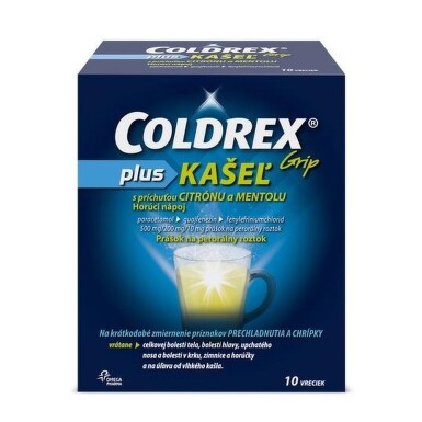 COLDREX Grip plus kašeľ príchuť citrón a mentol 10 vrecúšok