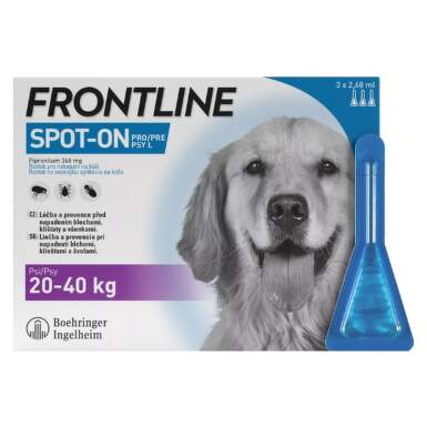 FRONTLINE Spot-on pre psy L roztok proti kliešťom blchám a švolám psy 20-40 kg 3 x 2,68 ml