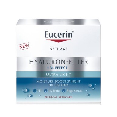 EUCERIN Hyaluron 3 x effect nočný hydratačný booster anti-age ultra ľahký 50 ml