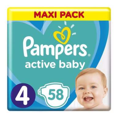 PAMPERS Active baby maxi pack 4 Maxi 58 kusov