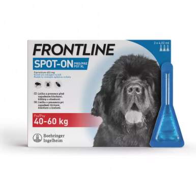 FRONTLINE Spot-on pre psy XL roztok proti kliešťom blchám a švolám 40-60 kg 3 x 4,02 ml