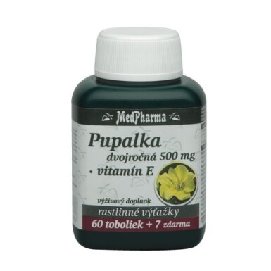 MEDPHARMA Pupalka dvojročná 500 mg s vitamínom E 60 tabliet +7 tabliet ZADARMO