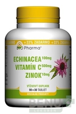 BIO Pharma Echinacea, Vitamín C, Zinok tbl 90+30