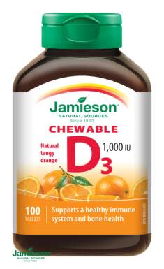 JAMIESON Vitamín D3 1000 IU pomaranč 100 cmúľacích tabliet