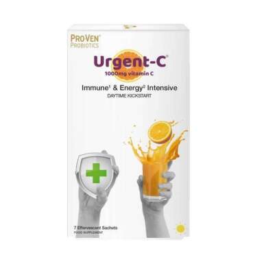 PRO-VEN Urgent-c immune & energy intensive daytime vrecúška so šumivým práškom 7 ks