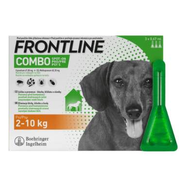 FRONTLINE Combo spot-on pre psy S roztok proti kliešťom blchám a švolám psy 2-10 kg 3 x 0,67 ml