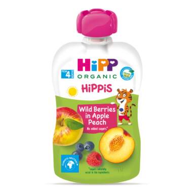 HIPP Hippis 100% ovocie jablko broskyňa a lesné plody 100 g