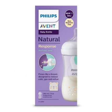 AVENT Fľaša natural response 260 ml medveď cumlík s ventilom airfree 1m+ 1 ks