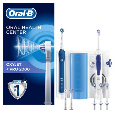 ORAL-B Pro 2000 + oxyjet elektrická zubná kefka+2 hlavice + ústna sprcha+3 hlavice 1 set