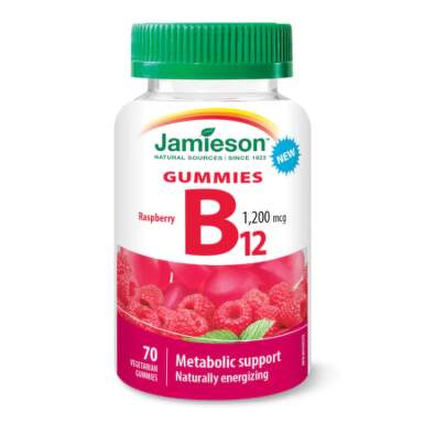 JAMIESON Vitamín B12 gummies želatínové pastilky s malinovou príchuťou 70 ks