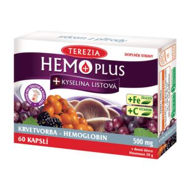 TEREZIA Hemoplus + kyselina listová 50 + 10 kapsúl ZADARMO