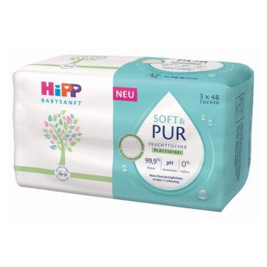 HIPP Babysanft soft & pur čistiace vlhčené obrúsky 3 x 48 ks
