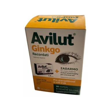 AVILUT Ginkgo recordati 90 kapsúl + očné kvapky 10 x 0,5 ml 1 set