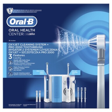 ORAL-B Pro 2000 + oxyjet elektrická zubná kefka+2 hlavice + ústna sprcha+3 hlavice 1 set 2