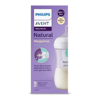 AVENT Fľaša natural response 260 ml priehľadná cumlík s ventilom airfree 1m+ 1 ks