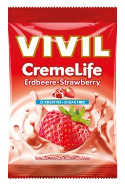 VIVIL Drops so smotanovo jahodovou príchuťou, bez cukru 60 g
