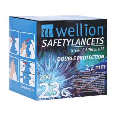 WELLION Lanceta bezpečnostná priemer 2,2 mm sterilná jednorazová 200 kusov