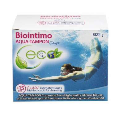 BIOINTIMO Aqua-tampon cup veľkosť 1 menstruačný kalíšok s mini slipovou vložkou 1 ks