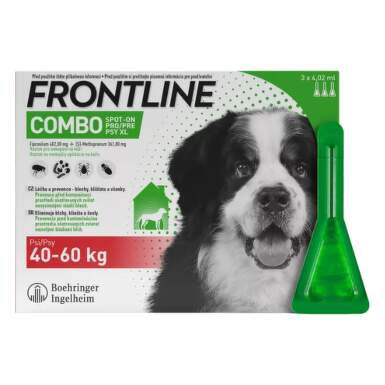 FRONTLINE Combo spot-on pre psy XL roztok proti kliešťom blchám a švolám 40-60 kg 3 x 4,02 ml