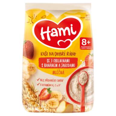 HAMI Mliečna kaša so 7 obilninami banán-jahoda 210 g