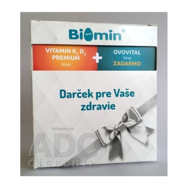 BIOMIN Vitamín K2 D3 premium darčekové balenie 60 kapsúl + OVOVITAL 30 kapsúl ZADARMO
