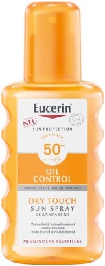 EUCERIN Sun oil control dry touch SPF50+ transparentný sprej na opaľovanie 200 ml