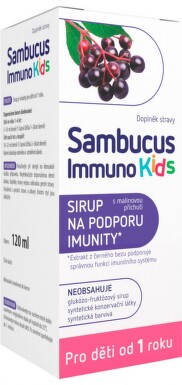 SAMBUCUS Immuno kids sirup malinová príchuť 120 ml