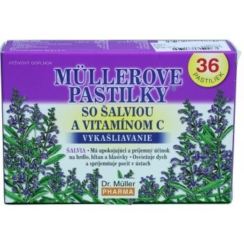 MÜLLEROVE PASTILKY so šalviou a vitamínom C 36 kusov