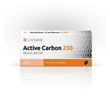 LIVSANE Active carbon 250 čierne uhlie 20 tabliet