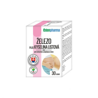 EDENPHARMA Železo plus kyselina listová 30 tabliet