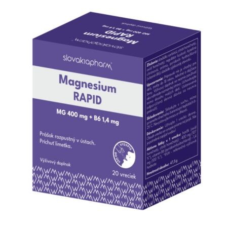 Slovakiapharm Magnesium RAPID prášok rozpustný v ústach, príchuť limetka, vrecká 20 ks