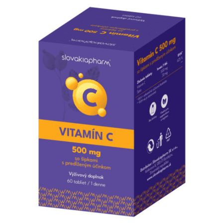 SlovakiaPharm SLOVAKIAPHARM Vitamín C 500 mg so šípkami s predĺženým účinkom 60 tabliet