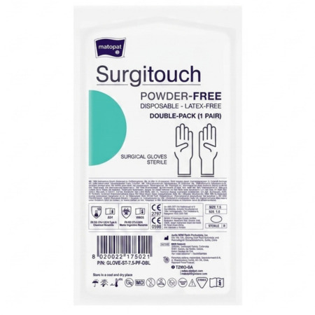 SURGITOUCH Chirurgické sterilné nepudrované latexové rukavice veľ. 7,5 pár 1 x 1 ks