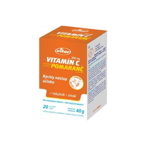 E-shop VITAR Vitamín C 300 mg + rakytník + zinok s pomarančovou príchuťou 20 vreciek