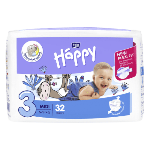 E-shop HAPPY Detské plienkové nohavičky 5-9 kg midi 32 kusov