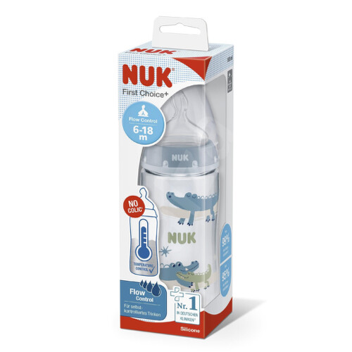 E-shop NUK FC+ Fľaša s kontrolou teploty 300 ml + silikónový cumlík flow control 6-18 mesiacov 1 ks