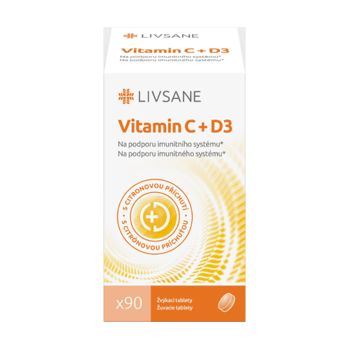 E-shop LIVSANE Vitamín C + D3 90 žuvacích tabliet