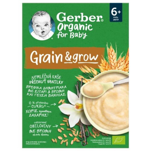 E-shop GERBER Organic nemliečna kaša pšenično-ovsená bio príchuť vanilka od ukonč. 6.mesiac 200 g