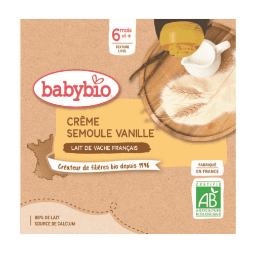 E-shop BABYBIO Krém vanilka krupička mliečna desiata od ukonč. 6. mesiaca 4 x 85 g