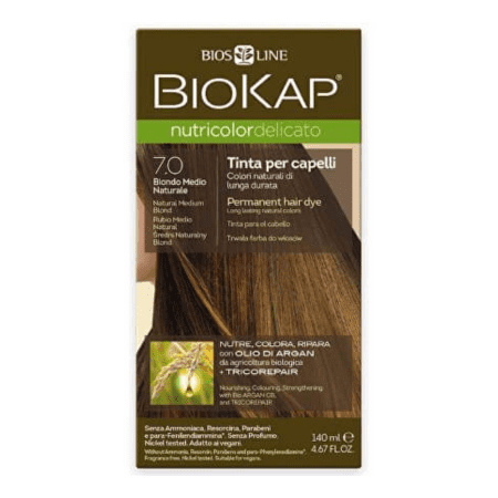 E-shop BIOKAP Nutricolor delicato farba na vlasy 7.0 stredný blond prirodzený 140 ml
