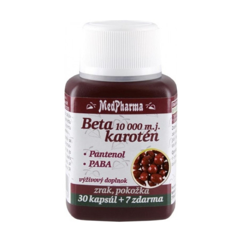 MedPharma Beta karoten 10000 m.j.Panthenol + PABA tobolky pre zdravie zraku a pokožky 37 cps kúpite na Benulekaren.sk
