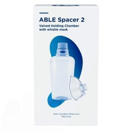 ABLE SPACER 2 Nadstavec inhalačný s ventilom s náustkom, s malou maskou s píšťalkou 1 ks